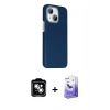 MARSİLYAN™- iPhone 14 Kılıf Kozmos Klasik Prime - Siyah Bilvis 5in1 5D Magic Hayalet Cam Ekran Koruyucu + PVD Metal Kamera Lens - GS
