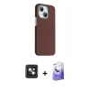 MARSİLYAN™- iPhone 14 Kılıf Kozmos Klasik Prime - Siyah Bilvis 5in1 5D Magic Hayalet Cam Ekran Koruyucu + PVD Metal Kamera Lens - PE