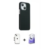 MARSİLYAN™- iPhone 14 Kılıf Kozmos Klasik Prime - Siyah Bilvis 5in1 5D Magic Hayalet Cam Ekran Koruyucu + Shine Kamera Lens - GI
