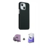 MARSİLYAN™- iPhone 14 Kılıf Kozmos Klasik Prime - Siyah Bilvis 5in1 5D Magic Hayalet Cam Ekran Koruyucu + Raze Metal Kamera Lens - GS