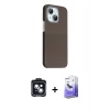 MARSİLYAN™- iPhone 14 Kılıf Kozmos Klasik Prime - Siyah Bilvis 5in1 5D Magic Hayalet Cam Ekran Koruyucu + PVD Metal Kamera Lens - SH