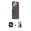 MARSİLYAN™- iPhone 14 Kılıf Kozmos Klasik Prime - Siyah Bilvis Hayalet Cam Ekran Koruyucu + PVD Metal Kamera Lens - GS