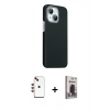 MARSİLYAN™- iPhone 14 Kılıf Kozmos Klasik Prime - Siyah Bilvis Hayalet Cam Ekran Koruyucu + Shine Kamera Lens - KI