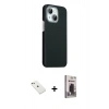 MARSİLYAN™- iPhone 14 Kılıf Kozmos Klasik Prime - Siyah Bilvis Hayalet Cam Ekran Koruyucu + Diamond Kamera Lens - PE