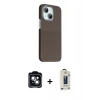 MARSİLYAN™- iPhone 14 Kılıf Kozmos Klasik Prime - Siyah Bilvis Hayalet Cam Ekran Koruyucu + PVD Metal Kamera Lens - YL