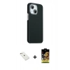 MARSİLYAN™- iPhone 14 Kılıf Kozmos Klasik Prime - Siyah Buffer Cam Ekran Koruyucu + Diamond Kamera Lens - PE