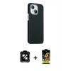 MARSİLYAN™- iPhone 14 Kılıf Kozmos Klasik Prime - Siyah Buffer Cam Ekran Koruyucu + PVD Metal Kamera Lens - TU