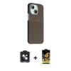 MARSİLYAN™- iPhone 14 Kılıf Kozmos Klasik Prime - Siyah Buffer Cam Ekran Koruyucu + PVD Metal Kamera Lens - SH