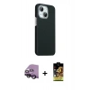 MARSİLYAN™- iPhone 14 Kılıf Kozmos Klasik Prime - Siyah Buffer Cam Ekran Koruyucu + Raze Metal Kamera Lens - SH