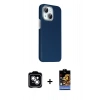 MARSİLYAN™- iPhone 14 Kılıf Kozmos Klasik Prime - Siyah Buffer Hayalet Cam Ekran Koruyucu + PVD Metal Kamera Lens - GS