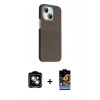 MARSİLYAN™- iPhone 14 Kılıf Kozmos Klasik Prime - Siyah Buffer Hayalet Cam Ekran Koruyucu + PVD Metal Kamera Lens - GS