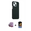 MARSİLYAN™- iPhone 14 Kılıf Kozmos Klasik Prime - Siyah Buffer Hayalet Cam Ekran Koruyucu + Raze Metal Kamera Lens - KI