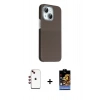 MARSİLYAN™- iPhone 14 Kılıf Kozmos Klasik Prime - Siyah Buffer Hayalet Cam Ekran Koruyucu + Shine Kamera Lens - KI