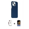 MARSİLYAN™- iPhone 14 Kılıf Kozmos Klasik Prime - Siyah Buffer Hayalet Cam Ekran Koruyucu + Shine Kamera Lens - KI