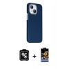 MARSİLYAN™- iPhone 14 Kılıf Kozmos Klasik Prime - Siyah Buffer Hayalet Cam Ekran Koruyucu + PVD Metal Kamera Lens - MI
