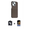 MARSİLYAN™- iPhone 14 Kılıf Kozmos Klasik Prime - Siyah Buffer Hayalet Cam Ekran Koruyucu + PVD Metal Kamera Lens - SH