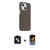 MARSİLYAN™- iPhone 14 Kılıf Kozmos Klasik Prime - Siyah Buffer Hayalet Cam Ekran Koruyucu + PVD Metal Kamera Lens - MI