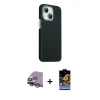 MARSİLYAN™- iPhone 14 Kılıf Kozmos Klasik Prime - Siyah Buffer Hayalet Cam Ekran Koruyucu + Raze Metal Kamera Lens - GS
