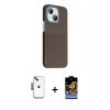 MARSİLYAN™- iPhone 14 Kılıf Kozmos Klasik Prime - Siyah Buffer Hayalet Cam Ekran Koruyucu + Shine Kamera Lens - SH