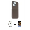MARSİLYAN™- iPhone 14 Kılıf Kozmos Klasik Prime - Siyah Buffer Hayalet Cam Ekran Koruyucu + Shine Kamera Lens - GD