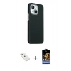 MARSİLYAN™- iPhone 14 Kılıf Kozmos Klasik Prime - Siyah Buffer Hayalet Cam Ekran Koruyucu + Diamond Kamera Lens - YL