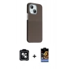 MARSİLYAN™- iPhone 14 Kılıf Kozmos Klasik Prime - Siyah Buffer Hayalet Cam Ekran Koruyucu + PVD Metal Kamera Lens - YL