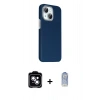 MARSİLYAN™- iPhone 14 Kılıf Kozmos Klasik Prime - Siyah Joko Magic 5D Cam + Mavi PVD Metal Kamera Lens