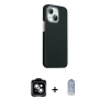 MARSİLYAN™- iPhone 14 Kılıf Kozmos Klasik Prime - Siyah Joko Magic 5D Cam + Mavi PVD Metal Kamera Lens