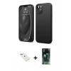 MARSİLYAN™- iPhone 14 Kılıf Kozmos Yansıma Özel Seri - Şeffaf 360 Full Body Arka Koruyucu + Diamond Kamera Lens - YL