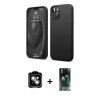 MARSİLYAN™- iPhone 14 Kılıf Kozmos Yansıma Özel Seri - Şeffaf 360 Full Body Arka Koruyucu + PVD Metal Kamera Lens - GS