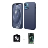 MARSİLYAN™- iPhone 14 Kılıf Kozmos Yansıma Özel Seri - Şeffaf 360 Full Body Arka Koruyucu + PVD Metal Kamera Lens - GS
