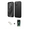 MARSİLYAN™- iPhone 14 Kılıf Kozmos Yansıma Özel Seri - Şeffaf 360 Full Body Arka Koruyucu + Diamond Kamera Lens - KI