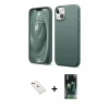 MARSİLYAN™- iPhone 14 Kılıf Kozmos Yansıma Özel Seri - Şeffaf 360 Full Body Arka Koruyucu + Diamond Kamera Lens - KI