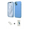 MARSİLYAN™- iPhone 14 Kılıf Kozmos Yansıma Özel Seri - Şeffaf Pasifik Cam Ekran Koruyucu + Diamond Kamera Lens - PE