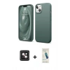 MARSİLYAN™- iPhone 14 Kılıf Kozmos Yansıma Özel Seri - Şeffaf Pasifik Cam Ekran Koruyucu + PVD Metal Kamera Lens - PE