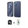 MARSİLYAN™- iPhone 14 Kılıf Kozmos Yansıma Özel Seri - Şeffaf Pasifik Cam Ekran Koruyucu + PVD Metal Kamera Lens - MI