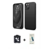 MARSİLYAN™- iPhone 14 Kılıf Kozmos Yansıma Özel Seri - Şeffaf Pasifik Cam Ekran Koruyucu + Siyah PVD Metal Kamera Lens