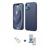 MARSİLYAN™- iPhone 14 Kılıf Kozmos Yansıma Özel Seri - Şeffaf Royal Nano Ekran Koruyucu + Diamond Kamera Lens - PE