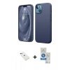 MARSİLYAN™- iPhone 14 Kılıf Kozmos Yansıma Özel Seri - Şeffaf Royal Nano Ekran Koruyucu + Diamond Kamera Lens - YL