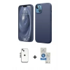 MARSİLYAN™- iPhone 14 Kılıf Kozmos Yansıma Özel Seri - Şeffaf Royal Nano Ekran Koruyucu + Shine Kamera Lens - GS