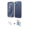 MARSİLYAN™- iPhone 14 Kılıf Kozmos Yansıma Özel Seri - Şeffaf Royal Nano Ekran Koruyucu + Diamond Kamera Lens - KI