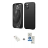 MARSİLYAN™- iPhone 14 Kılıf Kozmos Yansıma Özel Seri - Şeffaf Royal Nano Ekran Koruyucu + Diamond Kamera Lens - KI