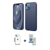 MARSİLYAN™- iPhone 14 Kılıf Kozmos Yansıma Özel Seri - Şeffaf Royal Nano Ekran Koruyucu + Shine Kamera Lens - MI