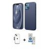 MARSİLYAN™- iPhone 14 Kılıf Kozmos Yansıma Özel Seri - Şeffaf Royal Nano Ekran Koruyucu + Shine Kamera Lens - SH