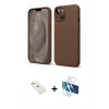 MARSİLYAN™- iPhone 14 Kılıf Kozmos Yansıma Özel Seri - Siyah 3D Antistatik Cam Ekran Koruyucu + Diamond Kamera Lens - PE