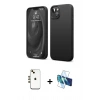 MARSİLYAN™- iPhone 14 Kılıf Kozmos Yansıma Özel Seri - Siyah 3D Antistatik Cam Ekran Koruyucu + Shine Kamera Lens - GD