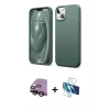MARSİLYAN™- iPhone 14 Kılıf Kozmos Yansıma Özel Seri - Siyah 3D Antistatik Cam Ekran Koruyucu + Raze Metal Kamera Lens - SH