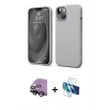 MARSİLYAN™- iPhone 14 Kılıf Kozmos Yansıma Özel Seri - Siyah 3D Antistatik Cam Ekran Koruyucu + Raze Metal Kamera Lens - SH