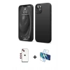 MARSİLYAN™- iPhone 14 Kılıf Kozmos Yansıma Özel Seri - Siyah 3D Antistatik Cam Ekran Koruyucu + Shine Kamera Lens - KI