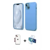 MARSİLYAN™- iPhone 14 Kılıf Kozmos Yansıma Özel Seri - Siyah 3D Antistatik Cam Ekran Koruyucu + Shine Kamera Lens - KI